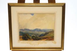 English School, 20th century, Extensive landscape with trees, watercolours,