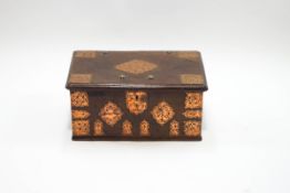 An early 19th century chestnut and copper mounted box, possibly Portuguese,
