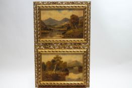 Sidney Yates Johnson, Loch Katrine and Scotland, oil on canvas, a pair, inscribed label verso,