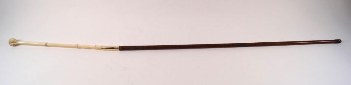 A slim ladies cane with a late Victorian ivory long handle