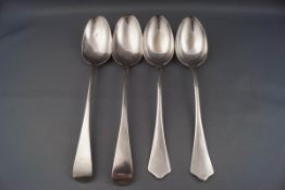 A pair of George III silver old English pattern table spoons, London 1806 by Richard Crossley,
