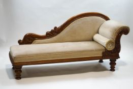 A Victorian mahogany show frame chaise longue,