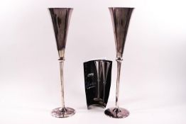 A pair of modern Britannia standard silver champagne flutes,