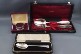A small group of silver, comprising; a tea spoon with a reed and ribbon border, Birmingham 1932,