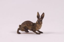 An Austrian cold painted bronze figure of a hare,