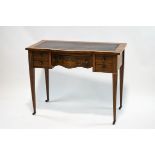 An Edwardian rosewood and inlaid ladies writing desk, with inset leather top,