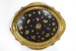 A large Victorian papier mache shaped tray,