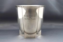 A French silver small ice pail, with shallow fluted sides on a concave-hexagonal base,