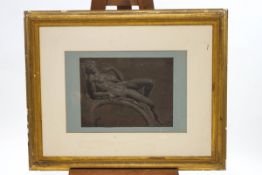 European School, 19th century, Study of a Reclining Nude after the Antique, chalk, 31.