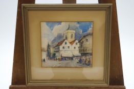 Arderne Clarence, 19th/20th century, Continental street scene, watercolour,
