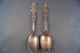 Two American sterling commemorative spoons,