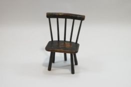A Primitive painted elm and ash child's chair, possibly Welsh,