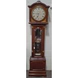 A 19th century mahogany regulator longcase clock, the silvered circular dial engraved E J Vokes,