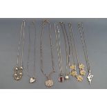 A miscellaneous selection of silver pendants and necklaces each stamped/hallmarked 925 silver.