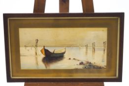 English School, late 19th century/early 20th century, Moored boat with seagulls, watercolour,