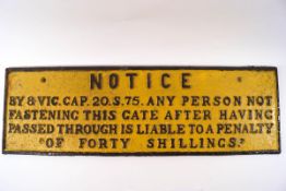 Railway interest : a cast iron Notice sign,