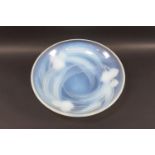 A French opalescent glass bowl by Etling, with swirling plant design, impressed signature to base,