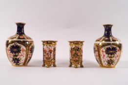 A pair of Royal Crown Derby Imari vases, 11cm high,