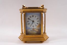 A 20th century French brass carriage clock,