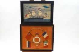 An embroidered 'Gibraltar Present' panel, depicting four flags,