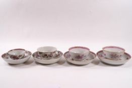 A small collection of 19th century and later Chinese famille rose tea bowls and saucers,
