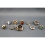 A selection of ten sterling silver dress rings. Gross weight: 44.