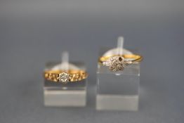 A 9ct gold illusion set single stone diamond ring together with an 18ct/platinum diamond dress ring