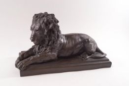 Ronald Mull (contemporary), bronze of a recumbent lion,
