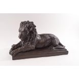 Ronald Mull (contemporary), bronze of a recumbent lion,