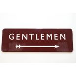 A British Rail Midland Region, 1950's enamel station sign, 'Gentlemen',