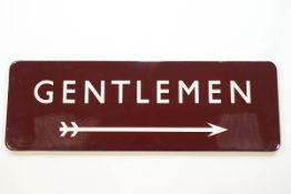 A British Rail Midland Region, 1950's enamel station sign, 'Gentlemen',