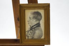 English School. 19th century, Portrait of a gentleman in profile, pencil, 21cm x 13.