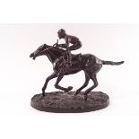 A 20th century bronze of a racing jockey,