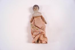 Two Victorian miniature dolls, one with porcelain head and part body,