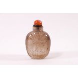 An early 20th century Chinese hair crystal snuff bottle with hardstone stopper, 7.