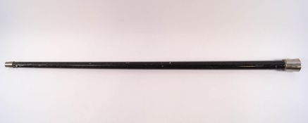 A Victorian ebonised smuggler's stick with white metal screw off knop