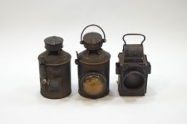 Three vintage Railway lamps,