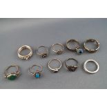 A selection of ten sterling silver dress rings. Gross weight: 31.