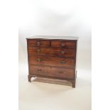A 19th century mahogany chest of two short over three long drawers,