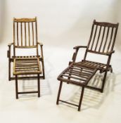 A pair of wooden Steamer armchairs,