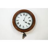 A 20th century mahogany and oak wall clock with painted 12" dial,