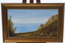 A.M. Sweet, Extensive coastal landscape, oil on canvas, signed lower left, 49cm x 83cm