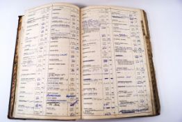 A Great Western Railway ledger of 'Routes for Merchandise' between Trusham and stations and ports