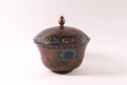 A Chinese plique de jour enamel pot pourri bowl and cover,