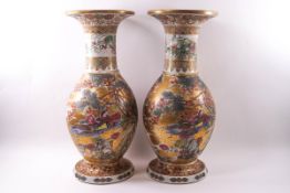 A pair of 20th century Chinese porcelain footed vases,