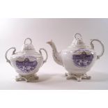A Victorian Staffordshire lidded teapot and sucrier with cover,