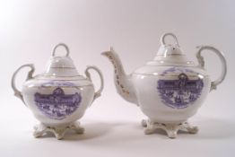 A Victorian Staffordshire lidded teapot and sucrier with cover,