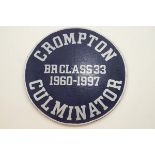 Railway interest : A headboard for the "Crompton Culminator",