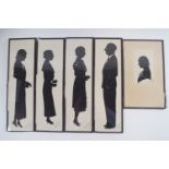 Four rectangular silhouettes of ladies and one of a gentlleman by Baron Scotford, the largest 34.