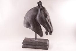A 20th century Italian sculpture of a horse's head on plinth base,